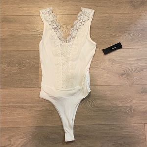 Ribbed Lace Bodysuit